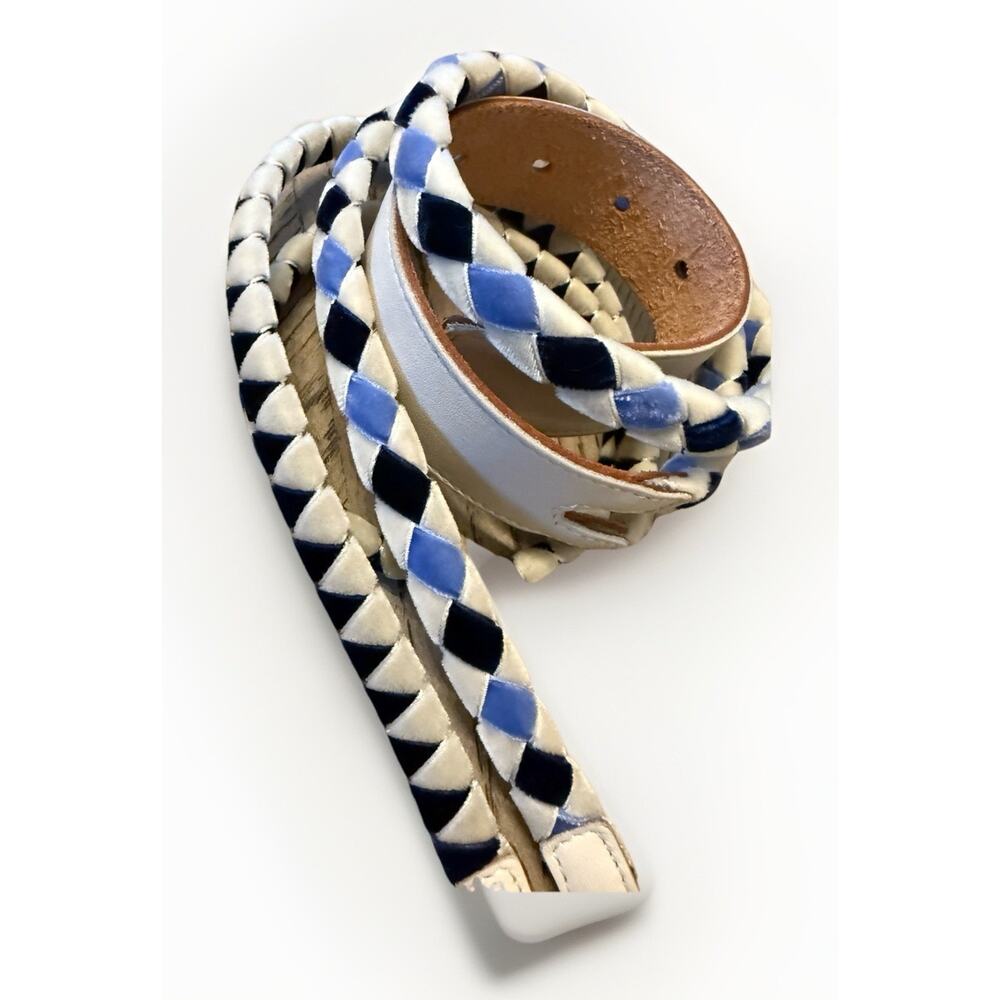 Vintage Malo Italian Braided Velvet And Leather Belt Unisex Size 40